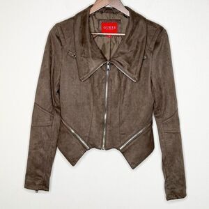Guess Women’s Faux Suede Idra Zip Up Fashion Jacket - US M